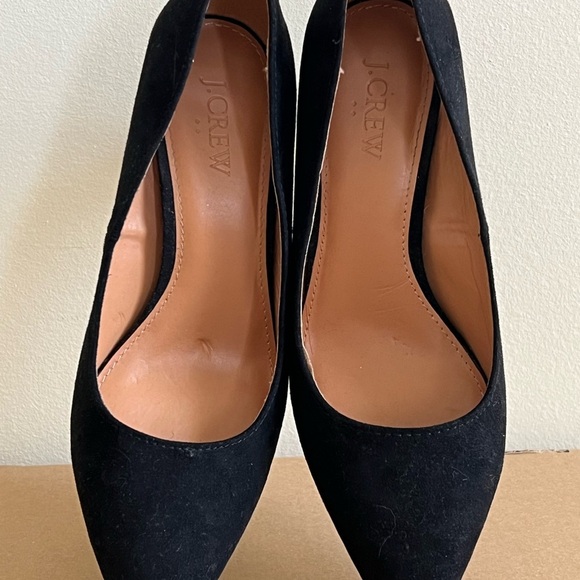 J.Crew‎ Womens Black Shoes 7 Abelle Micro Suede CapToe Pumps Heels Career Office - Picture 6 of 16
